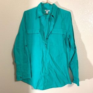 OLD NAVY Linen Blend Half Button Up Top Size Medium